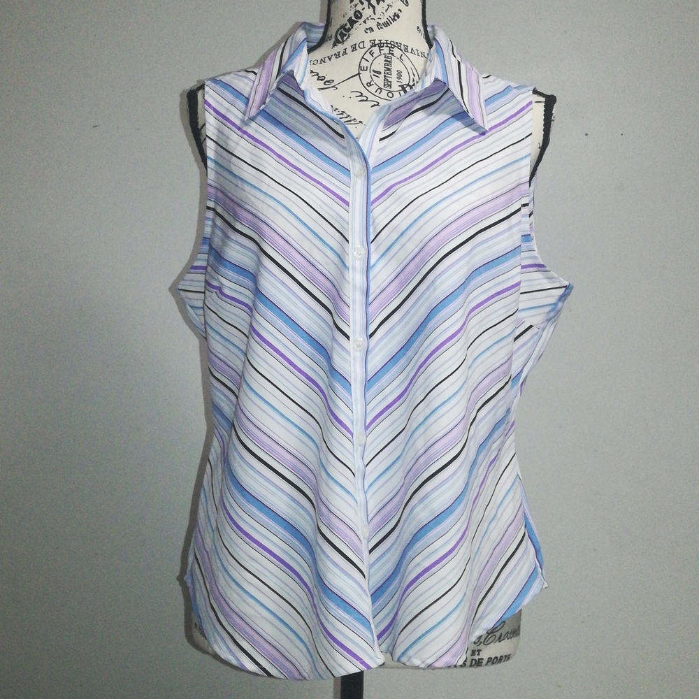 Apt. 9 Petite Collared Stripe Tank Tops Size PL